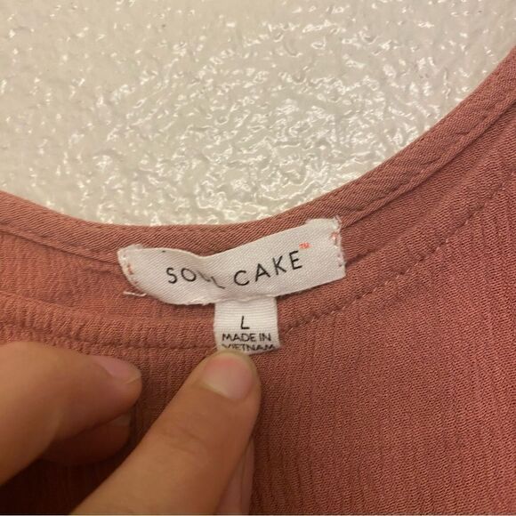 Soul Cake mauve Pink Sand tie strap long tunic dress top button lagenlook boho L - Picture 4 of 10